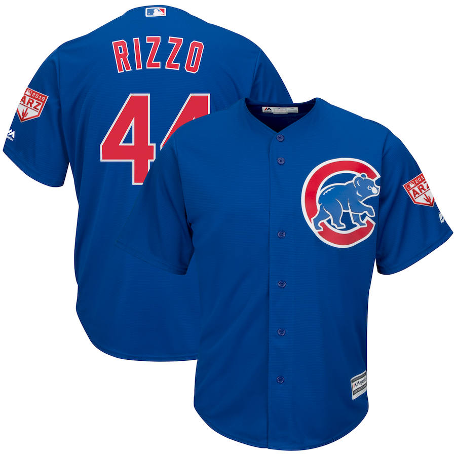 Men's Chicago Cubs #44 Anthony Rizzo Royal 2019 Spring Training Cool Base Stitched MLB Jersey